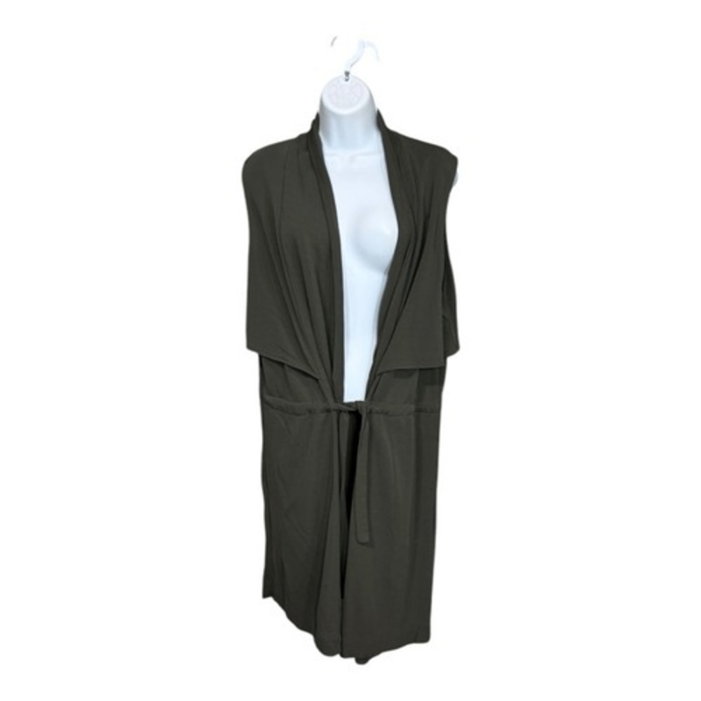 MNG mango Suit olive green Duster Long vest open cardigan drawstring One Size